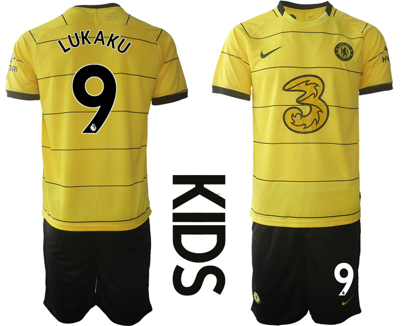 Youth 2021-2022 Club Chelsea away yellow #9 Soccer Jersey